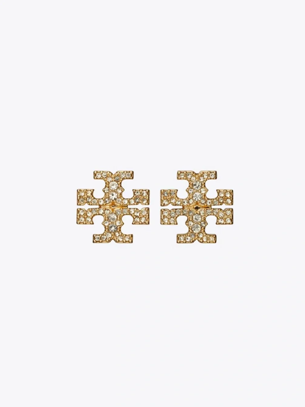 Tory Burch Gold Icon Pave Stud Earrings